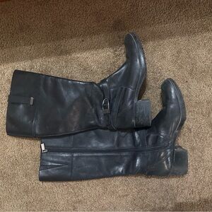 Black Leather Knee-High Boots